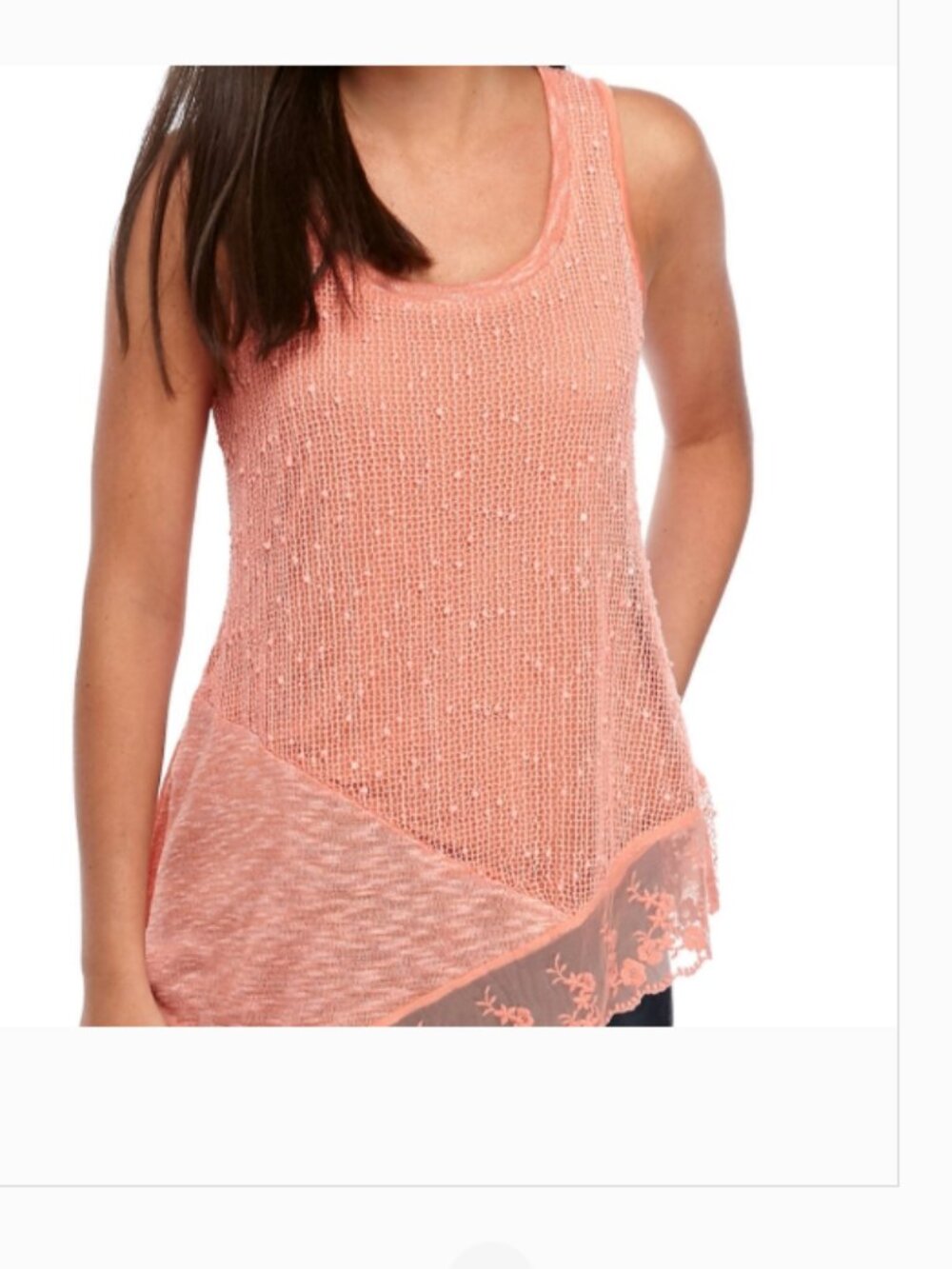 Cupio Boho Lagenlook Coral Sleeveless Tunic Blouse X-Large